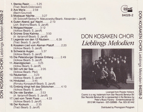 Don Kosaken Chor Serge Jaroff : Lieblings Melodien (CD, Comp)