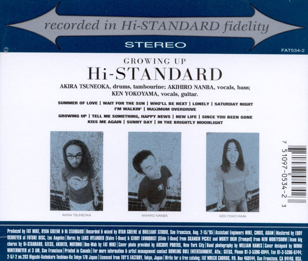 Hi-Standard : Growing Up (CD, Album)