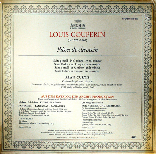 Louis Couperin - Alan Curtis (2) : Pièces De Clavecin (LP, Album, RP, Gat)