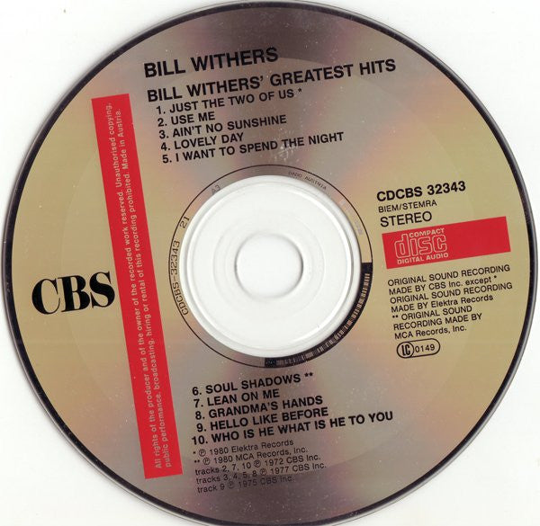 Bill Withers : Bill Withers' Greatest Hits (CD, Comp, RE)