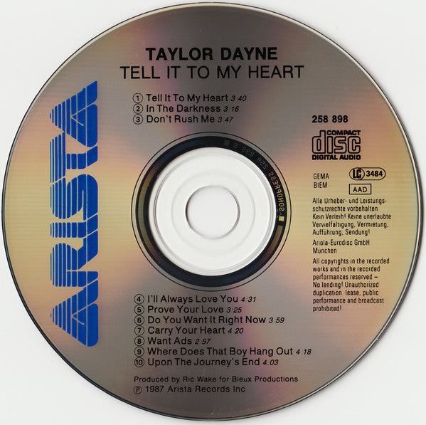 Taylor Dayne : Tell It To My Heart (CD, Album)
