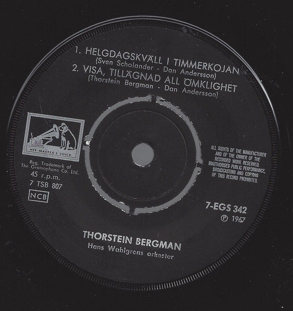 Thorstein Bergman : Helgdagskväll I Timmerkojan (7", EP)