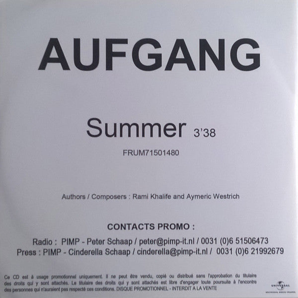 Aufgang : Summer (CDr, Single, Promo)