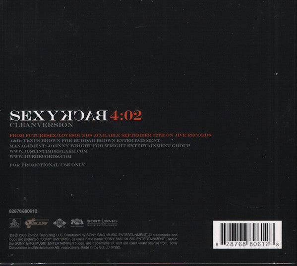 Justin Timberlake : Sexy Back (CD, Single, Promo, Dig)
