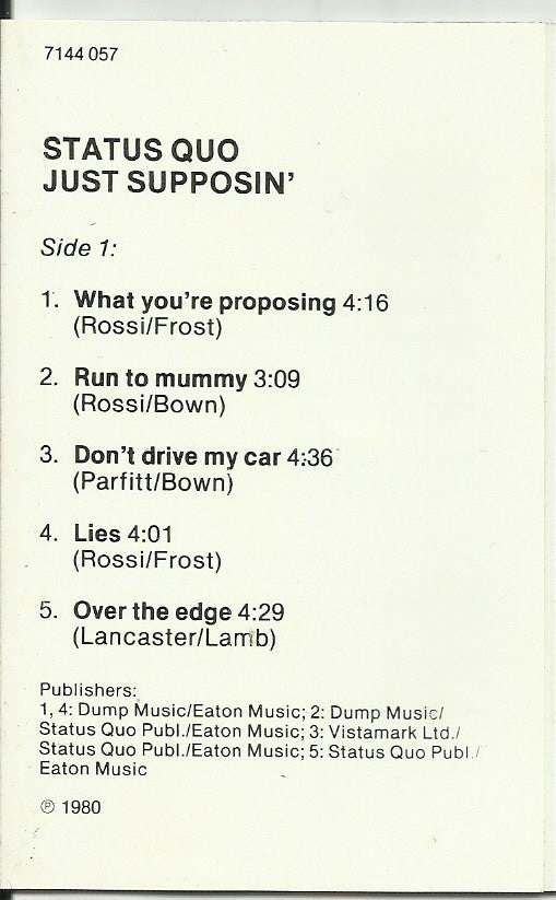 Status Quo : Just Supposin'... (Cass, Album)