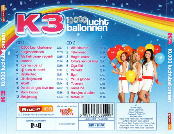 K3 : 10.000 Luchtballonnen (2xCD, Album)