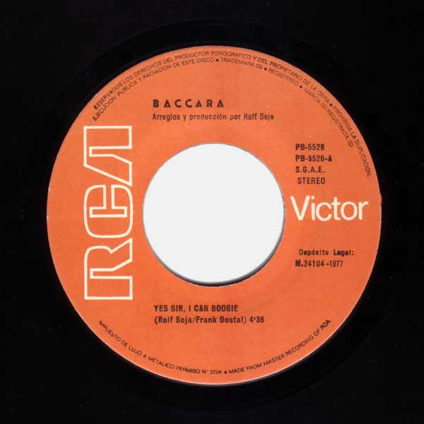 Baccara : Yes Sir, I Can Boogie (7", Single, RE)