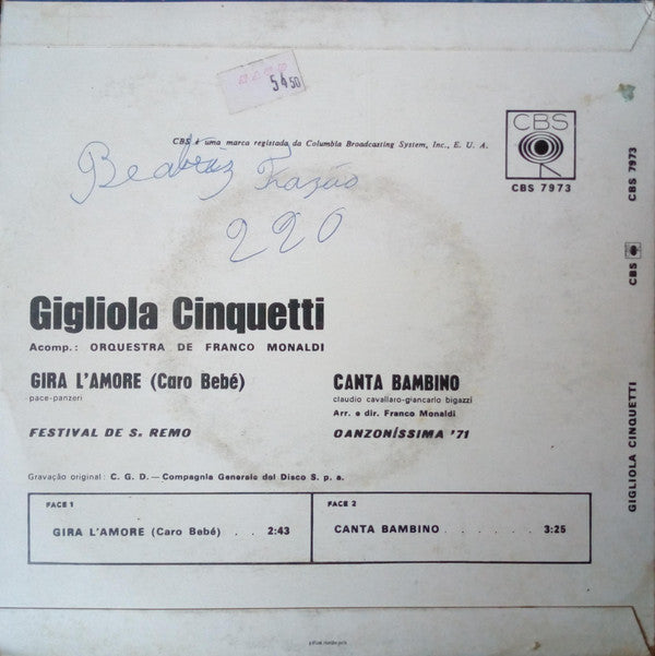 Gigliola Cinquetti : Gira L'Amore (Caro Bebè) (7", Single)