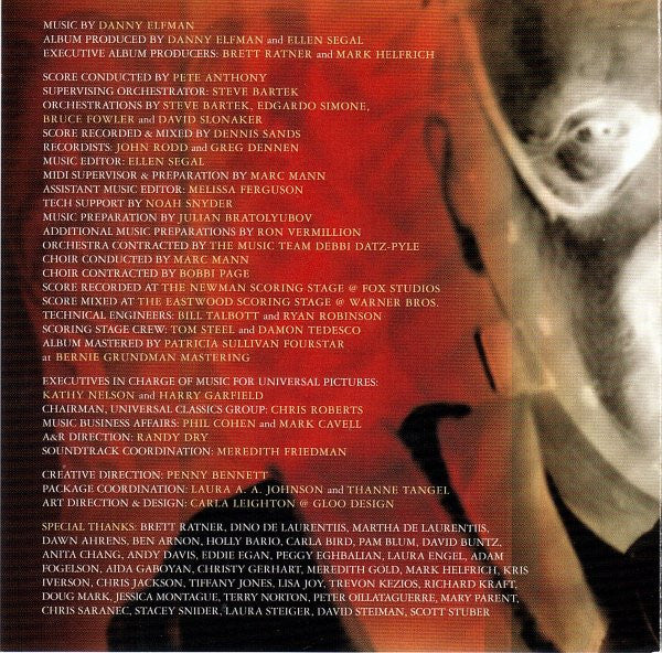 Danny Elfman : Red Dragon Original Motion Picture Soundtrack (CD, Album, Enh)