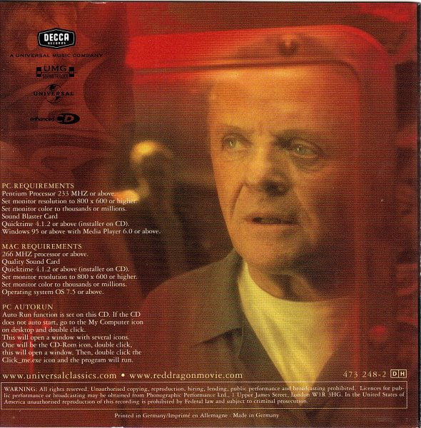 Danny Elfman : Red Dragon Original Motion Picture Soundtrack (CD, Album, Enh)