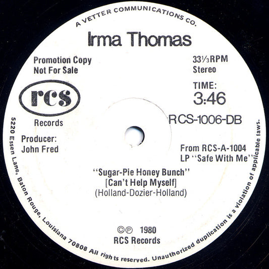 Irma Thomas : Safe With Me (12", Promo)