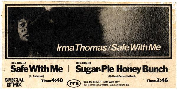 Irma Thomas : Safe With Me (12", Promo)