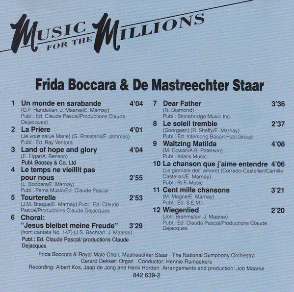 Frida Boccara & De Mastreechter Staar O.l.v. Hennie Ramaekers : Frida Boccara & De Mastreechter Staar (CD, Album, RE)
