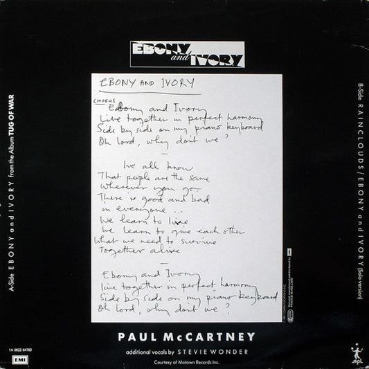 Paul McCartney : Ebony And Ivory (12", Single)