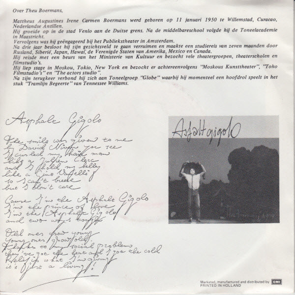 Theu Boermans & "De Groep" : Asphalt Gigolo / Bedtijd (7", Single)