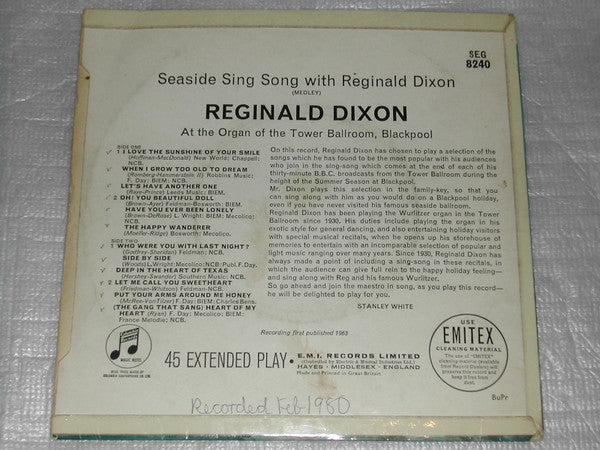 Reginald Dixon : Seaside Sing Song With Reginald Dixon (7", EP, Mono)
