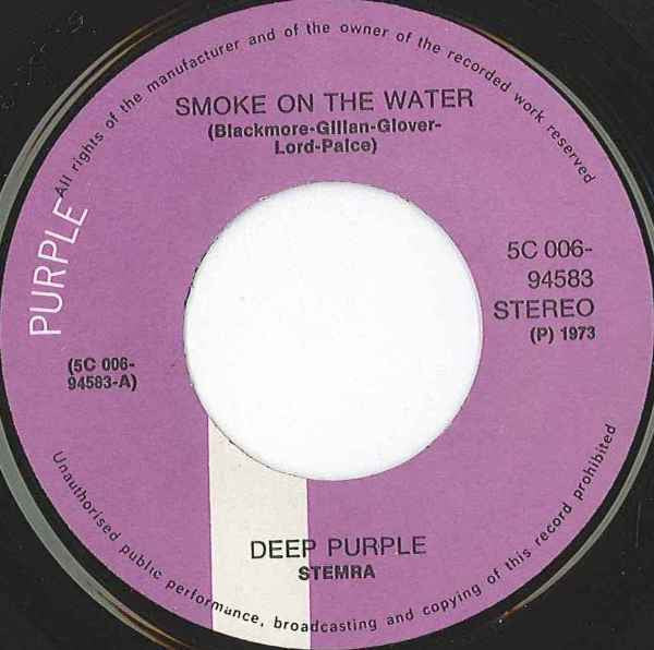 Deep Purple : Smoke On The Water (7", Single, Red)