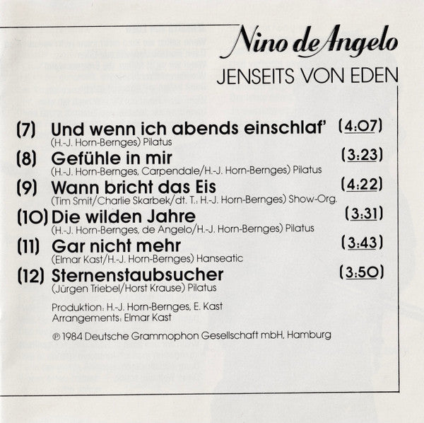 Nino de Angelo : Jenseits Von Eden (CD, Album)