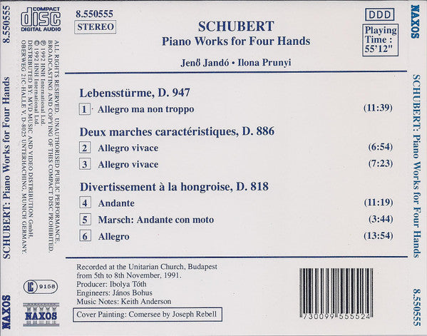 Franz Schubert - Jenö Jandó, Ilona Prunyi : Piano Works For Four Hands (CD, Album)