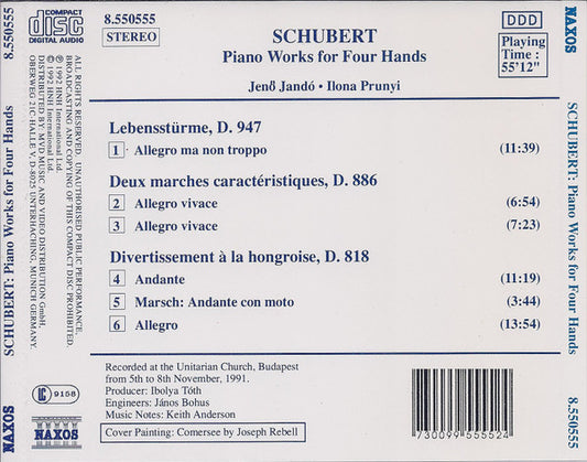Franz Schubert - Jenö Jandó, Ilona Prunyi : Piano Works For Four Hands (CD, Album)
