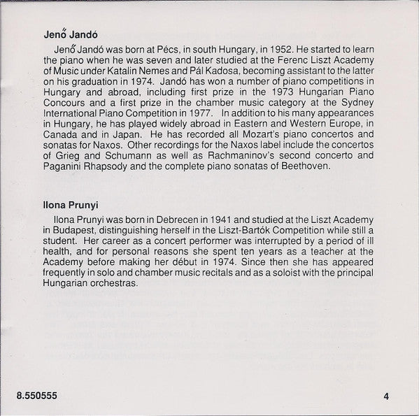 Franz Schubert - Jenö Jandó, Ilona Prunyi : Piano Works For Four Hands (CD, Album)