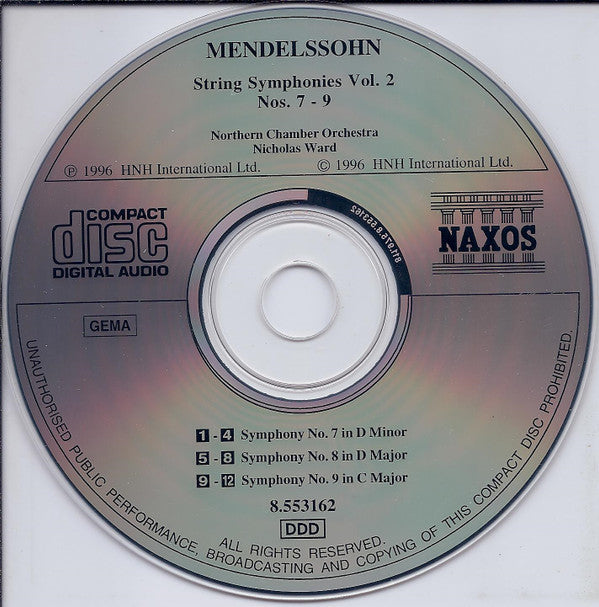 Felix Mendelssohn-Bartholdy - Northern Chamber Orchestra, Nicholas Ward : String Symphonies Vol. 2 Nos. 7 - 9 (CD, Album)