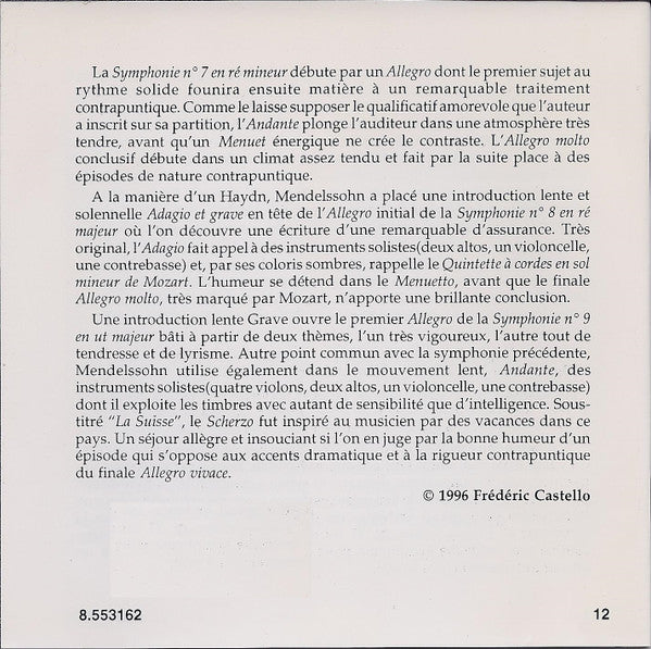 Felix Mendelssohn-Bartholdy - Northern Chamber Orchestra, Nicholas Ward : String Symphonies Vol. 2 Nos. 7 - 9 (CD, Album)