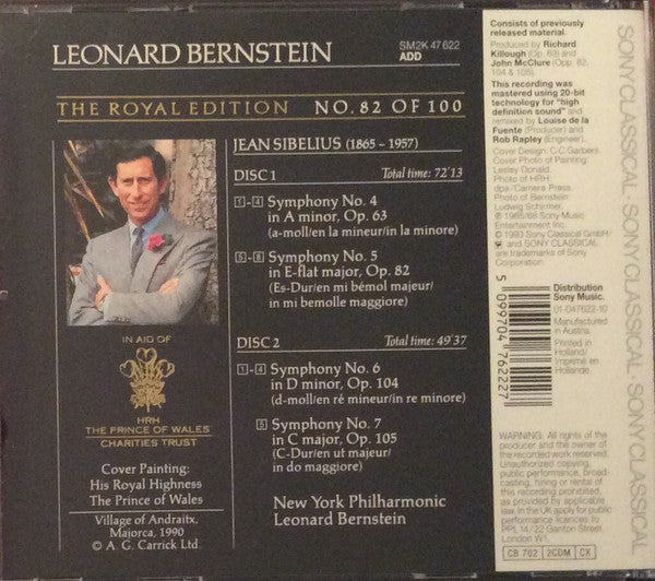 Jean Sibelius - New York Philharmonic, Leonard Bernstein : Symphonies Nos. 4, 5, 6 & 7 (2xCD, Comp, RE, RM)