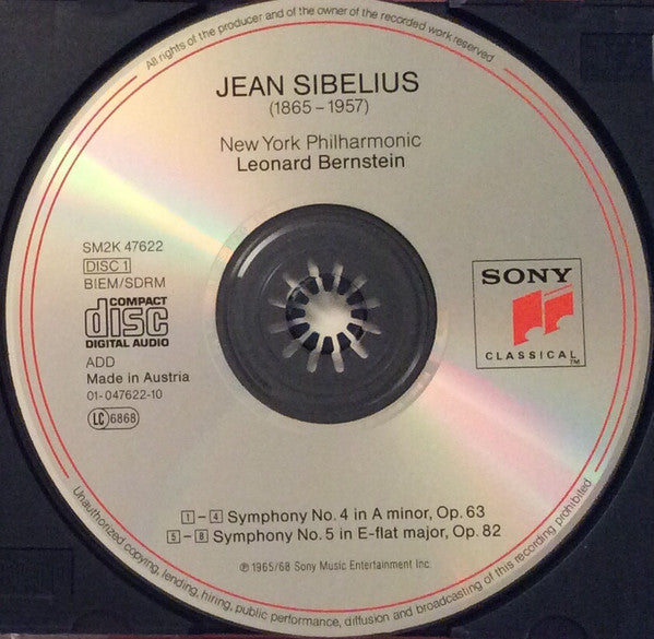 Jean Sibelius - New York Philharmonic, Leonard Bernstein : Symphonies Nos. 4, 5, 6 & 7 (2xCD, Comp, RE, RM)