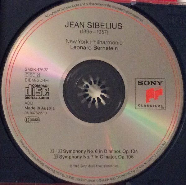 Jean Sibelius - New York Philharmonic, Leonard Bernstein : Symphonies Nos. 4, 5, 6 & 7 (2xCD, Comp, RE, RM)