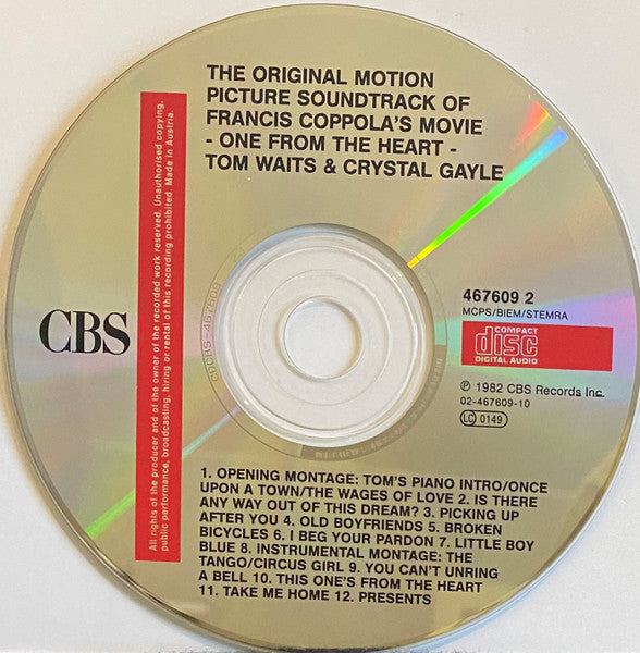 Tom Waits And Crystal Gayle : One From The Heart - The Original Motion Picture Soundtrack Of Francis Coppola's Movie (CD, Album)