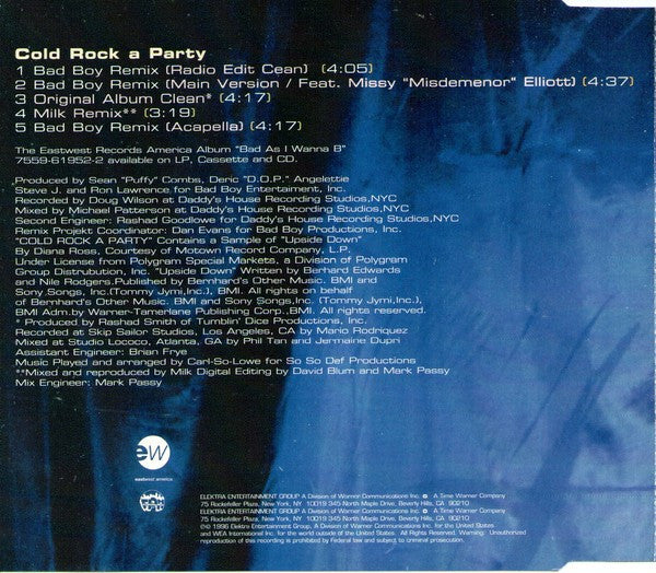 MC Lyte : Cold Rock A Party (Bad Boy Remix) (CD, Maxi, WME)