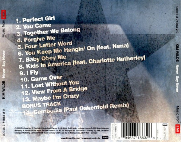 Kim Wilde : Never Say Never (CD, Album)