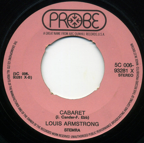 Louis Armstrong : What A Wonderful World / Cabaret (7", Single)