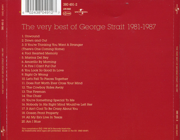 George Strait : The Very Best Of George Strait - 1981-1987 (CD, Comp, RE)