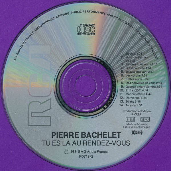 Pierre Bachelet : Tu Es Là Au Rendez-vous (CD, Album)