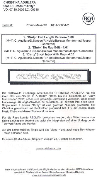 Christina Aguilera : Dirrty (CD, Maxi, Promo)