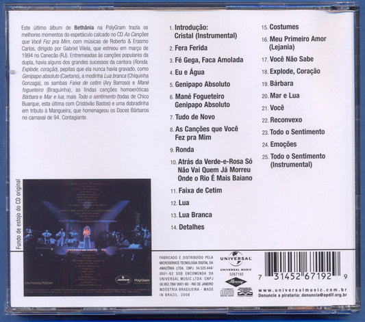 Maria Bethânia : Ao Vivo (CD, Album, RM, RP, AG)