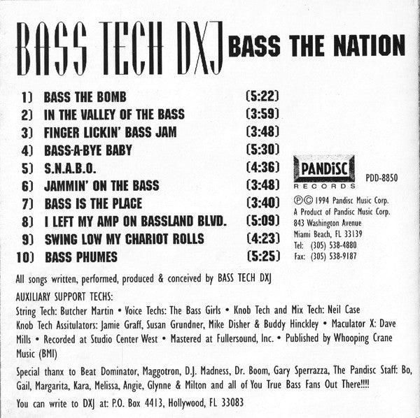 Bass Tech DXJ : Bass The Nation (CD, Album)