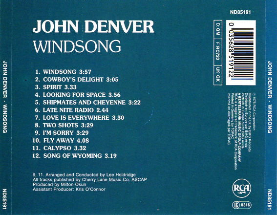 John Denver : Windsong (CD, Album, RE)
