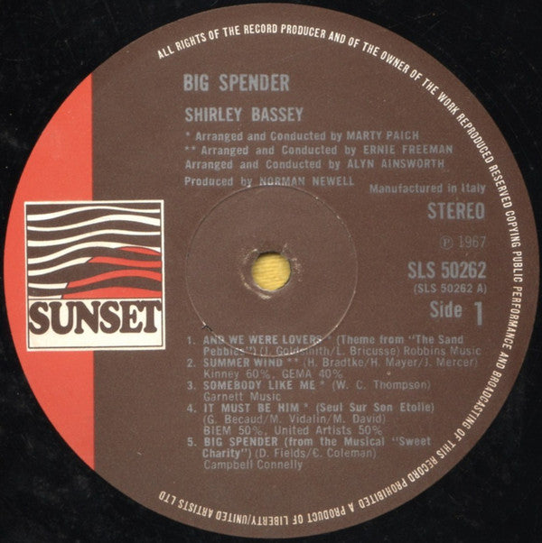 Shirley Bassey : Big Spender (LP, Album, RE)
