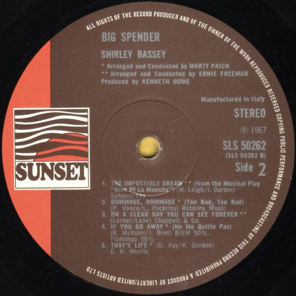 Shirley Bassey : Big Spender (LP, Album, RE)