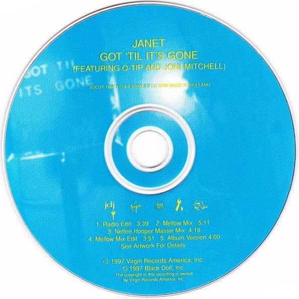Janet Jackson Featuring Q-Tip And Joni Mitchell : Got 'Til It's Gone (CD, Single, Yel)