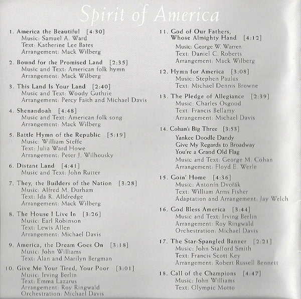 Mormon Tabernacle Choir, Orchestra At Temple Square, Craig Jessop : Spirit Of America (CD, Album)