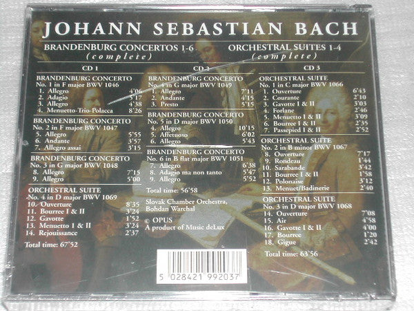 Johann Sebastian Bach - Bohdan Warchal, Slovak Chamber Orchestra : Brandenburg Concertos 1-6 (Complete) / Orchestral Suites 1-4 (Complete) (3xCD, Album, Comp)