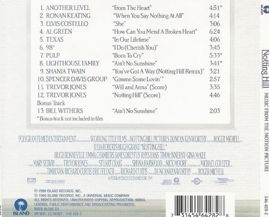 Various : Notting Hill (Music From The Motion Picture) (CD, Comp)
