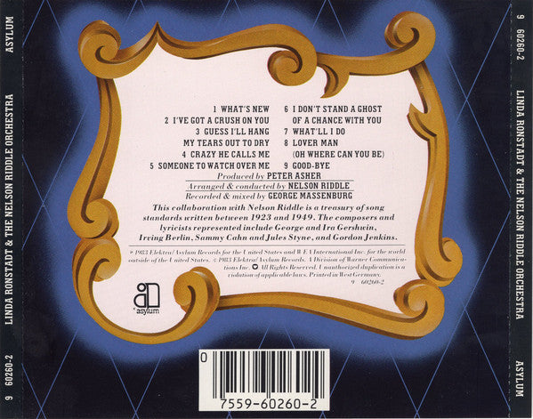 Linda Ronstadt & Nelson Riddle And His Orchestra : What's New (CD, Album, Tar)