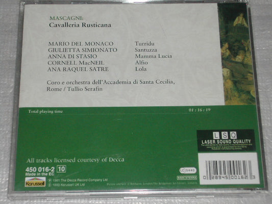 Pietro Mascagni / Tullio Serafin, Coro dell'Accademia Nazionale di Santa Cecilia & Orchestra dell'Accademia Nazionale di Santa Cecilia, Mario del Monaco, Giulietta Simionato, Anna Di Stasio, Cornell MacNeil, Ana Raquel Satre : Cavalleria Rusticana  (CD, Album)
