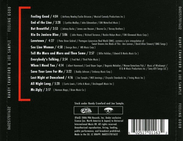 Randy Crawford & Joe Sample : Feeling Good (CD, Album)