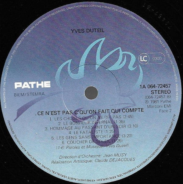 Yves Duteil : Yves Duteil (LP, Album, Gat)